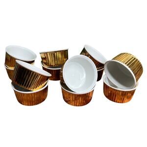 Vintage 70s Royal Worcester Ramekins Luster Gold Set of 12 Rare Size 48 Shape 00